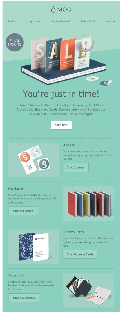 Sale Announcement Email Automation Example by Moo